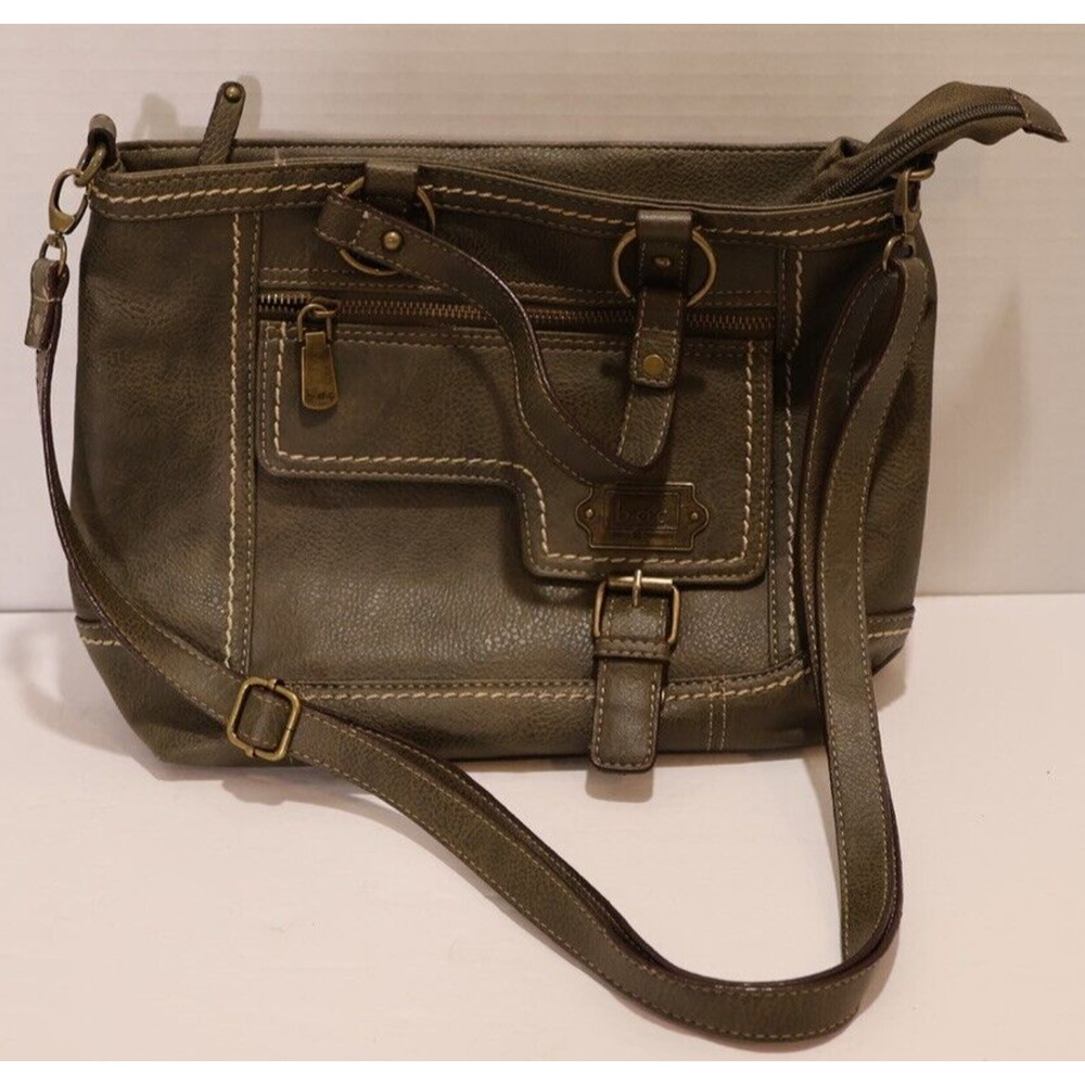 B.O.C. Handbag Faux Leather Tote Olive Adjustable Shoulder Strap Double Handles